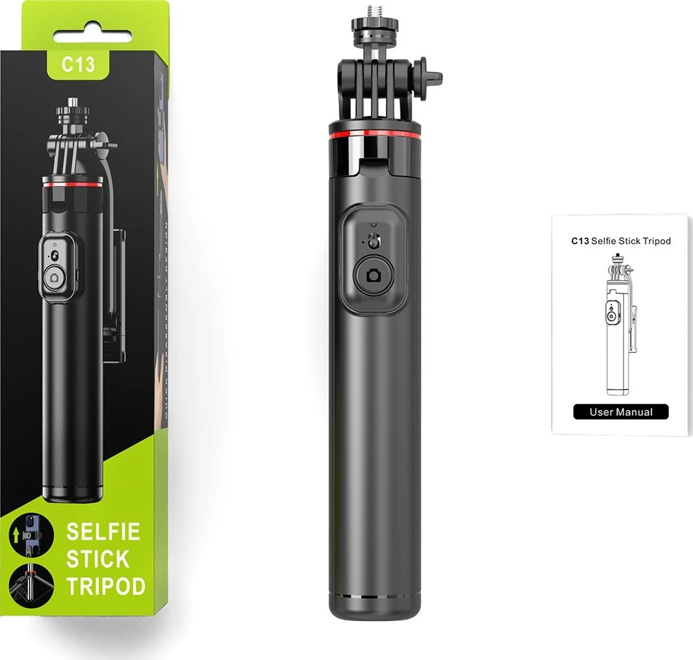 Wozinsky Asmenukių lazda WC1Y3S telescopic tripod 1.3m with phone holder – juodos spalvos
