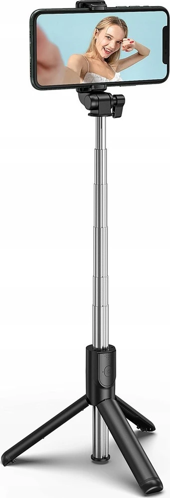 Wozinsky Asmenukių lazda WHS1Y telescopic tripod 1m with phone holder – juodos spalvos