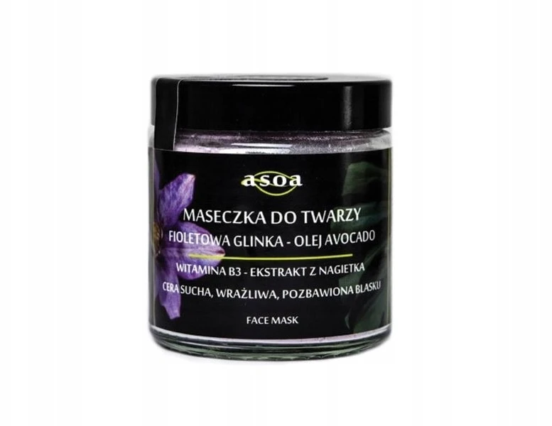 Asoa paruošta naudoti purpurinio molio veido kaukė 50ml
