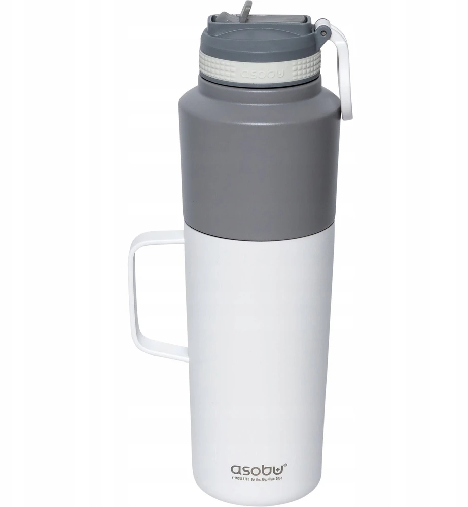 Asobu Asobu Twin Pack Butelis su puodeliu baltas, 0,9 L + 0,6 L