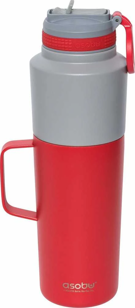 Asobu Twin Pack Butelis su puodeliu raudonas, 0,9 L + 0,6 L