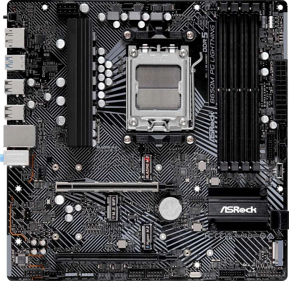 ASROCK B650M PG LIGHTNING AM5 mATX 4x DDR5 2.5G LAN