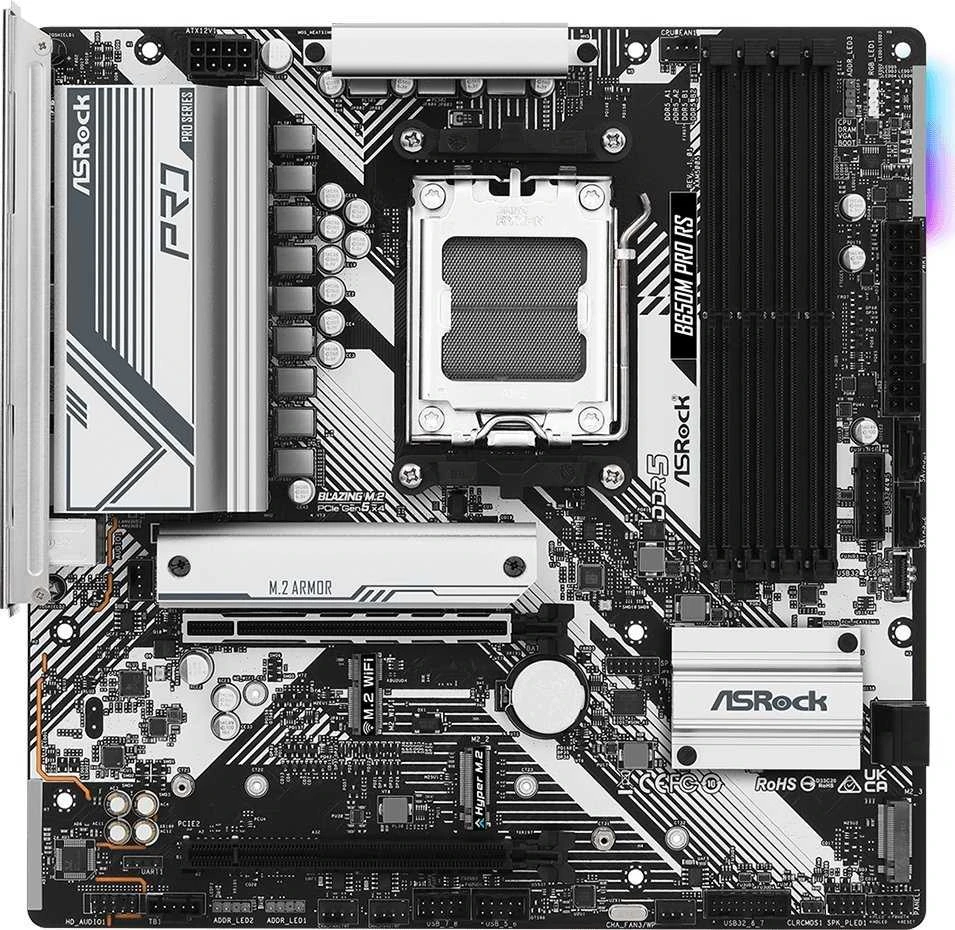Pagrindinė plokštė ASRock B650M Pro RS, AM5, Micro-ATX, DDR5