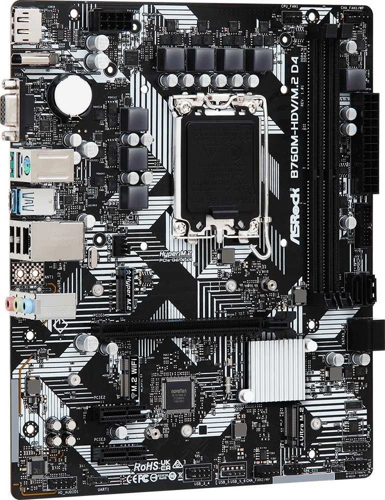 Pagrindinė plokštė ASRock B760M-HDV/M.2 D4/LGA1700/Micro-ATX/Intel B760