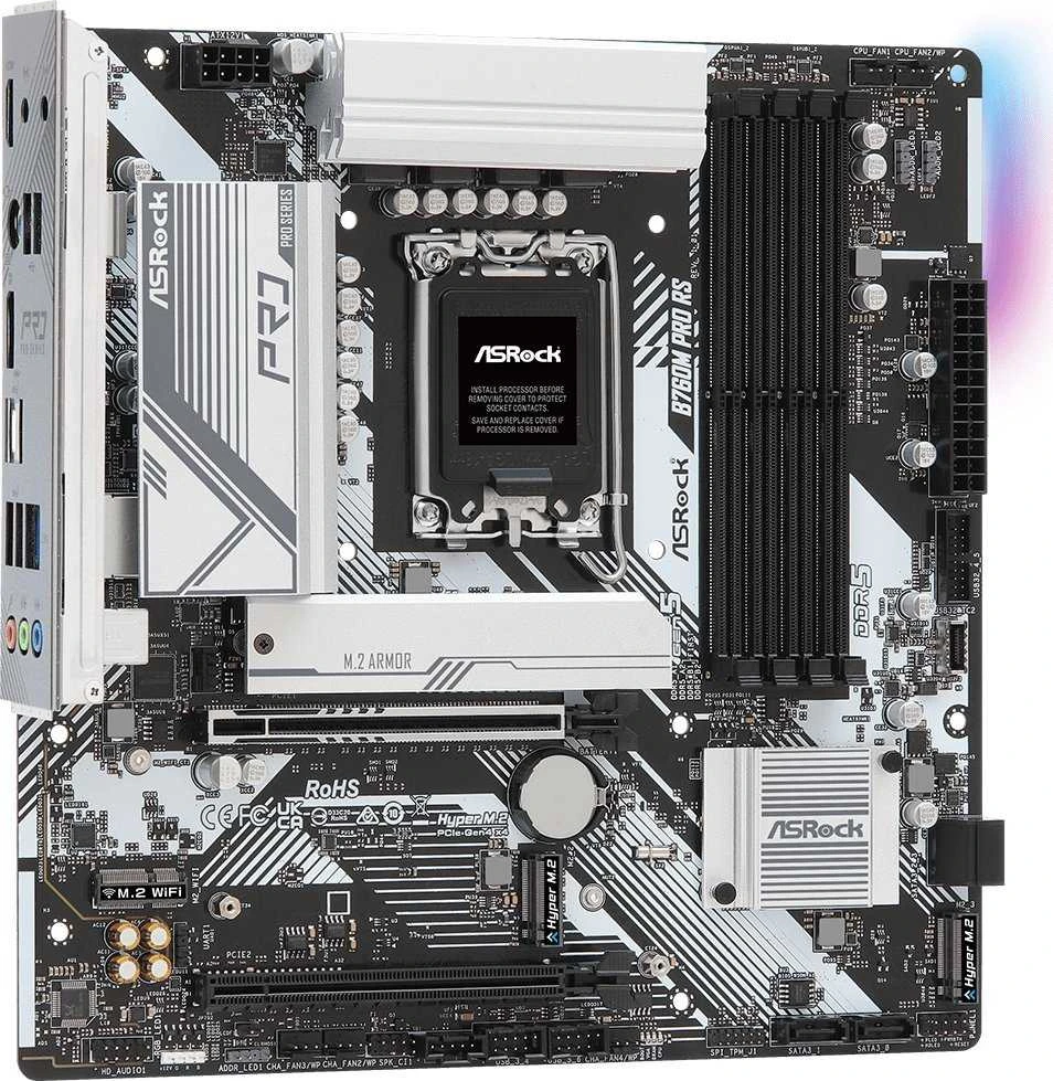 Pagrindinė plokštė ASROCK B760M PRO RS LGA1700 mATX 4x DDR5 PCIe 5.0 x16 2.5G LAN