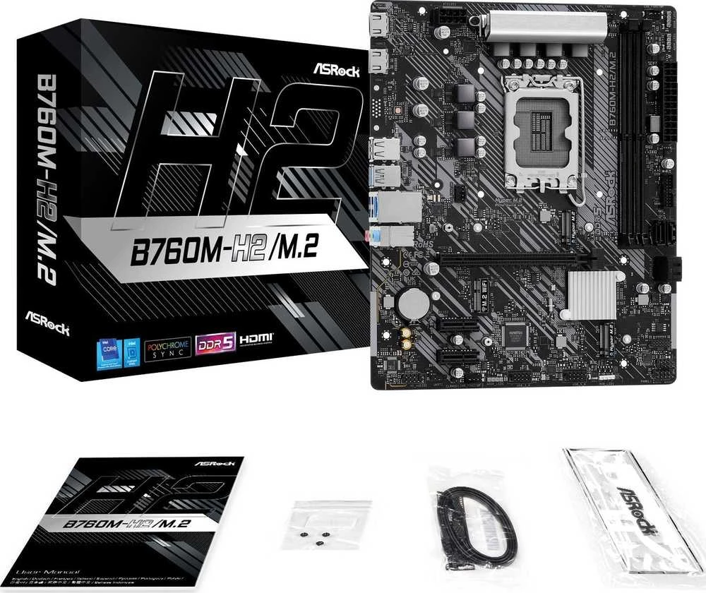 ASRock | B760M-H2/M.2 | Procesorių šeima Intel | Procesoriaus lizdas LGA1700 | DDR5 | SATA jungčių skaičius 4