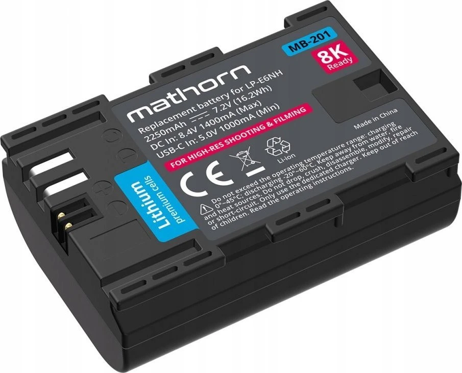 Astar Baterija Mathorn MB-201 2250mAh USB-C pakaitinis LP-E6NH