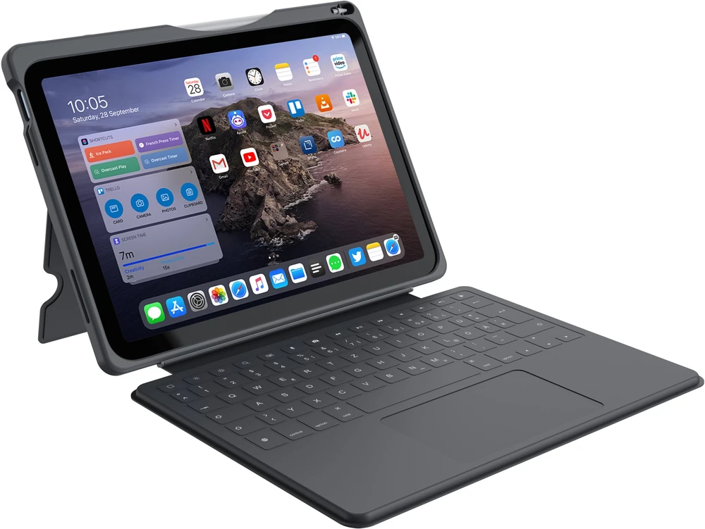 „Deqster Smart Rugged Touch PLUS“ klaviatūra „iPad“ 10,9 colio (10 gen.) „Apple“ išmanioji jungtis, vokiečių išdėstymas (QWERTZ)