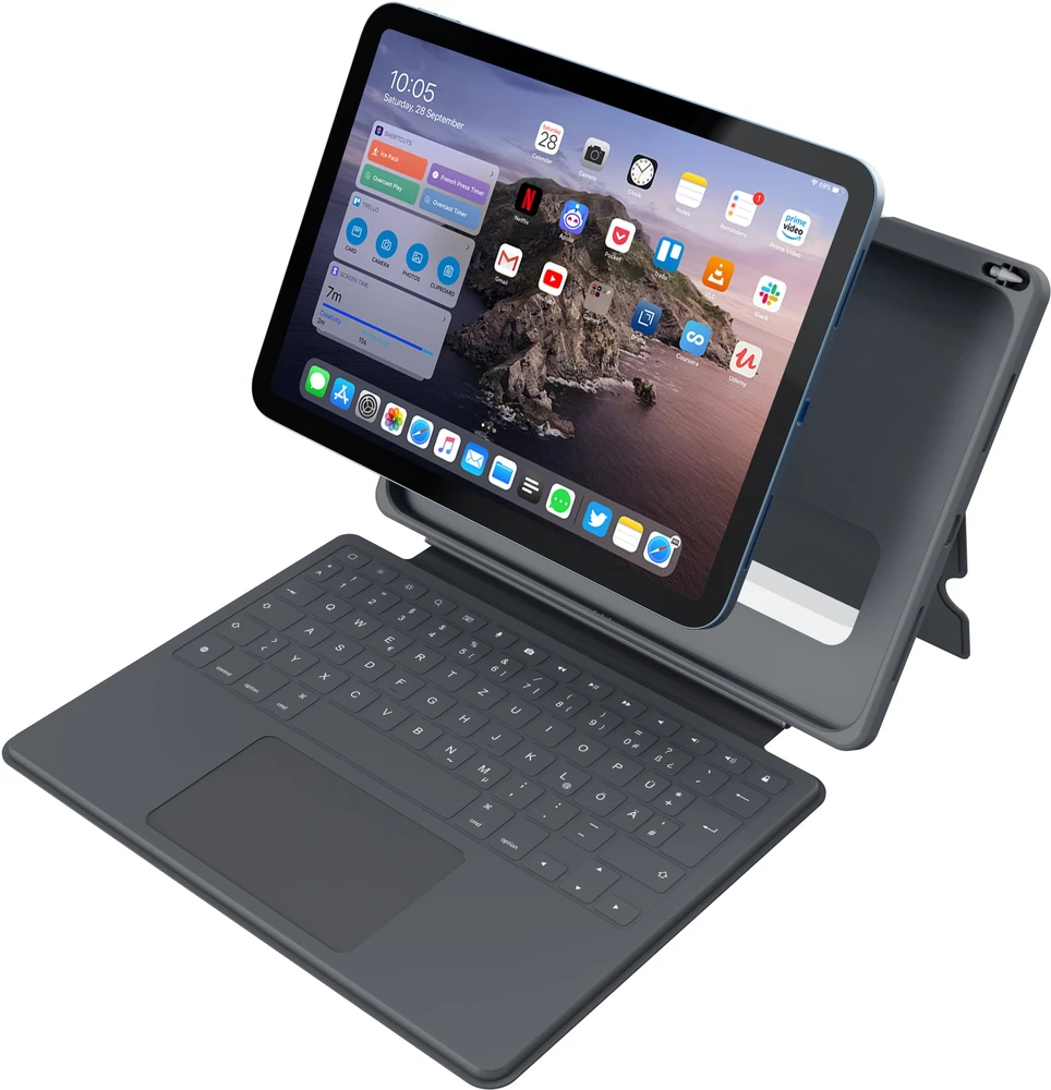 „Deqster Smart Rugged Touch PLUS“ klaviatūra „iPad“ 10,9 colio (10 gen.) „Apple“ išmanioji jungtis, vokiečių išdėstymas (QWERTZ)