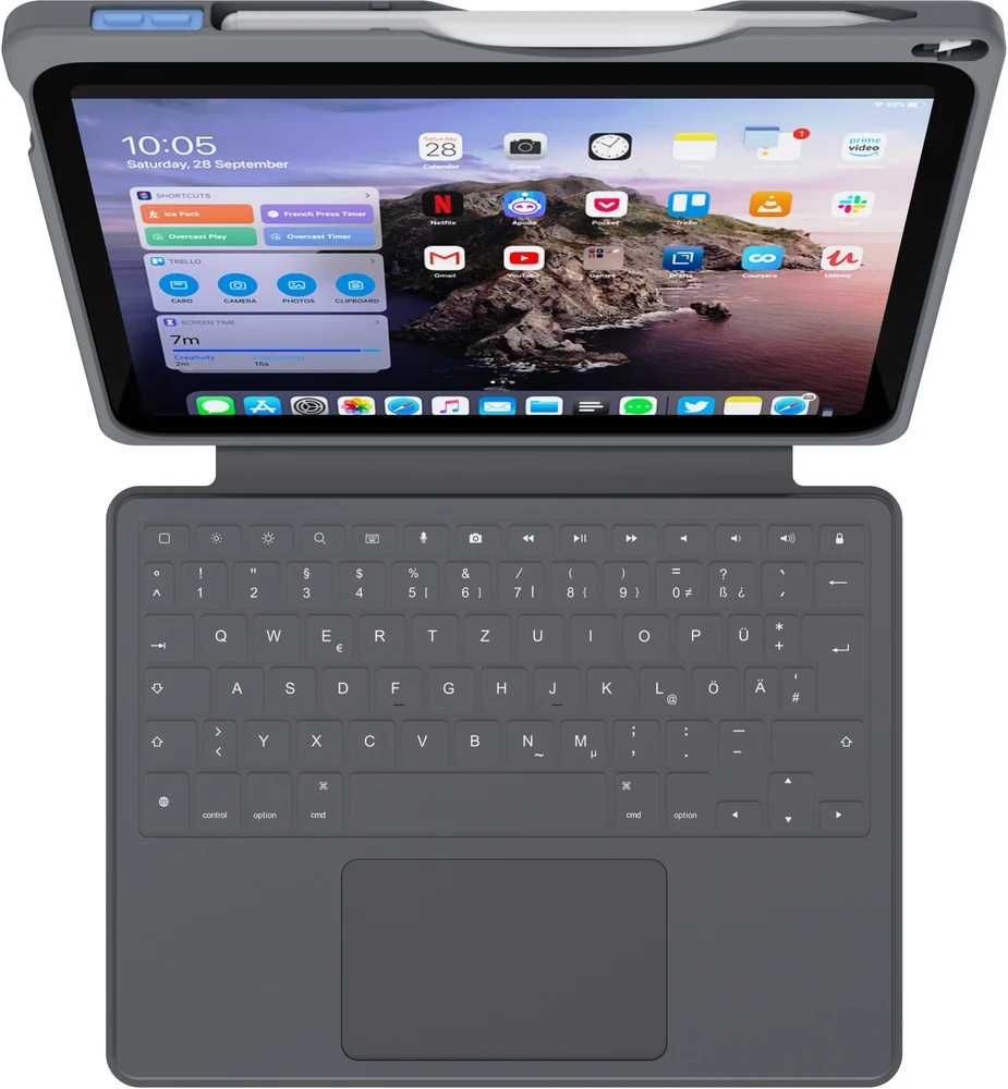 „Deqster Smart Rugged Touch PLUS“ klaviatūra „iPad“ 10,9 colio (10 gen.) „Apple“ išmanioji jungtis, vokiečių išdėstymas (QWERTZ)
