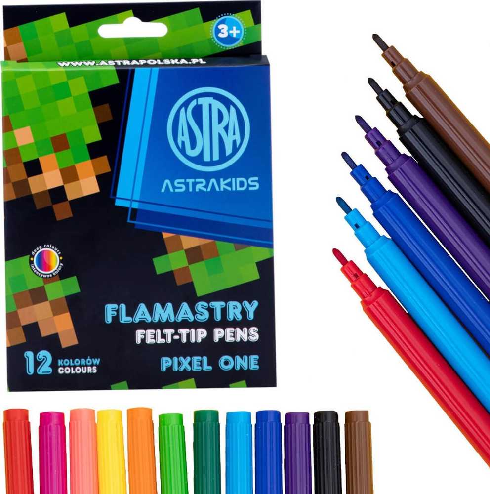 ASTRAKIDS Pixel One apvalūs žymekliai - 12 spalvų