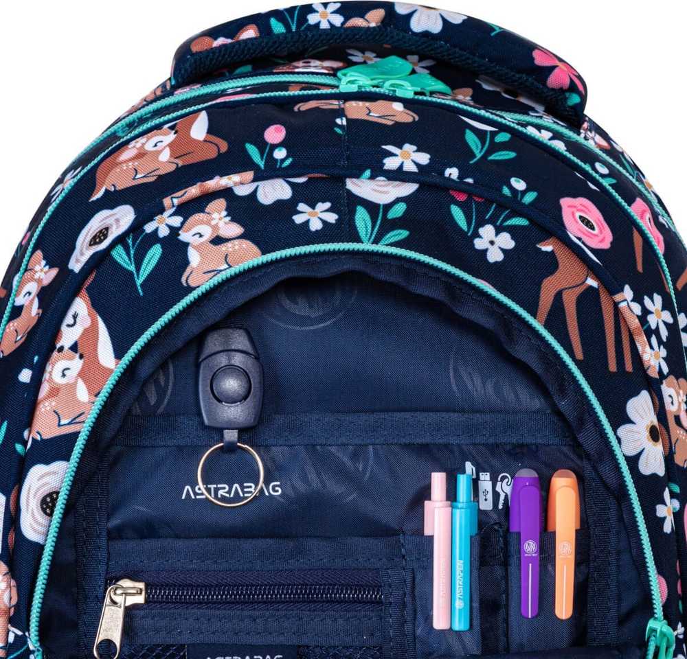 Astra Mokyklinė kuprinė Baby Deer sarenka AB330 3 komorowy 20l ASTRABAG