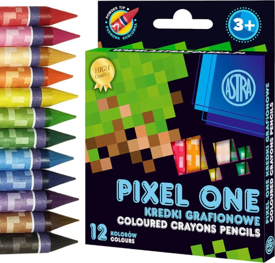 Astra Pixel One vaško kreidelės, 12 spalvų