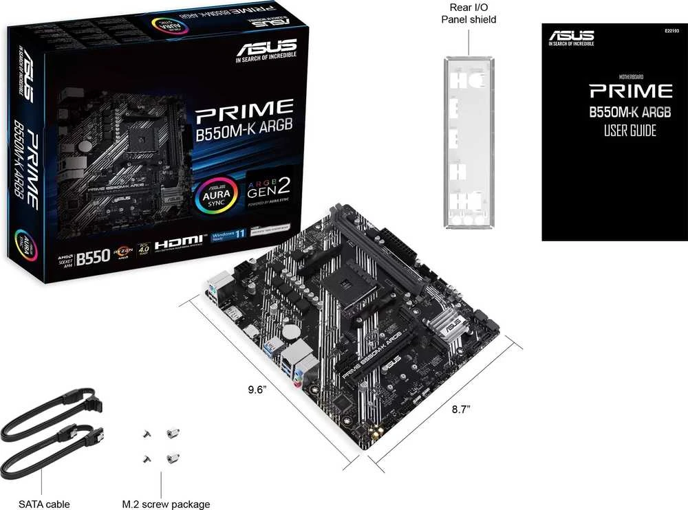 ASUS Prime B550M-K ARGB, AMD B550 pagrindinė plokštė - lizdas AM4