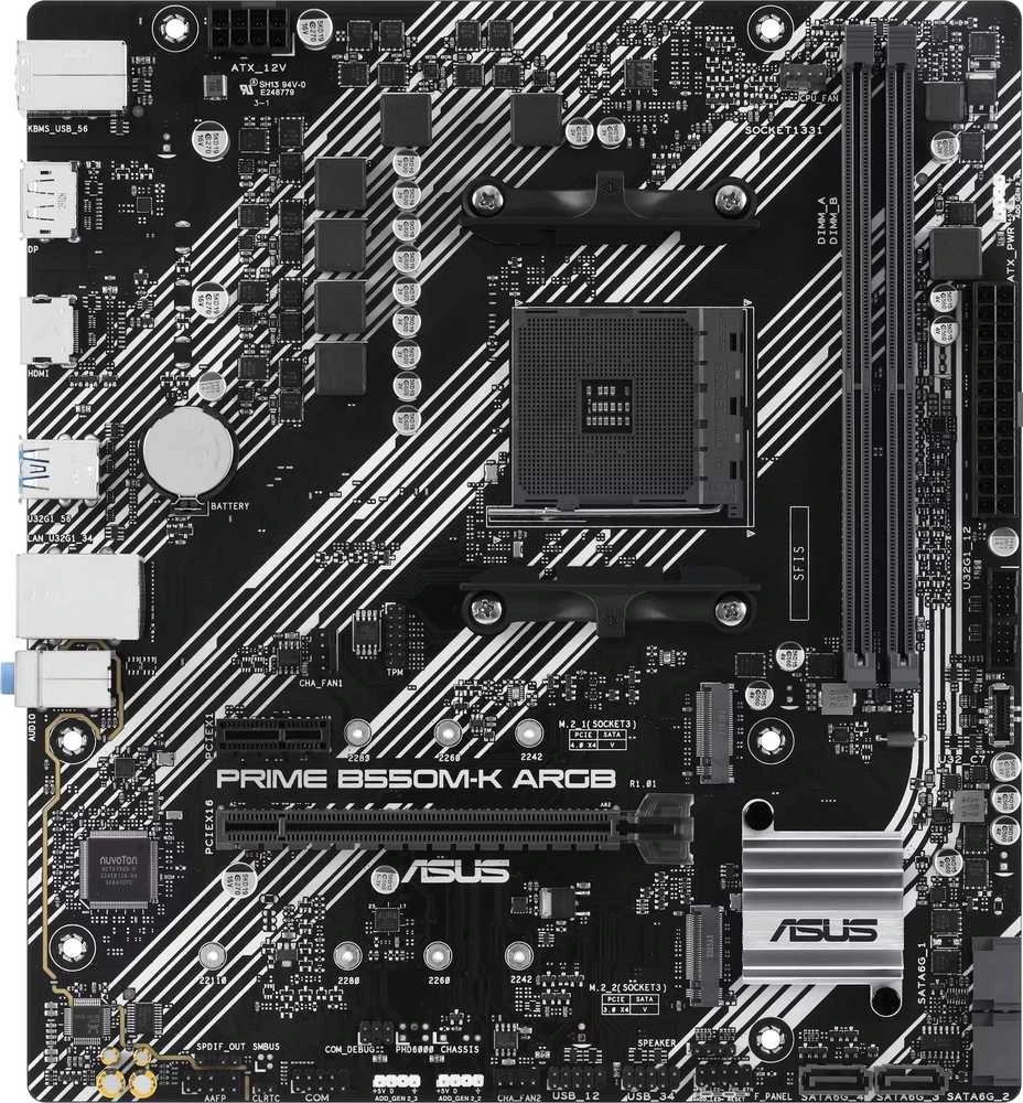 ASUS Prime B550M-K ARGB, AMD B550 pagrindinė plokštė - lizdas AM4