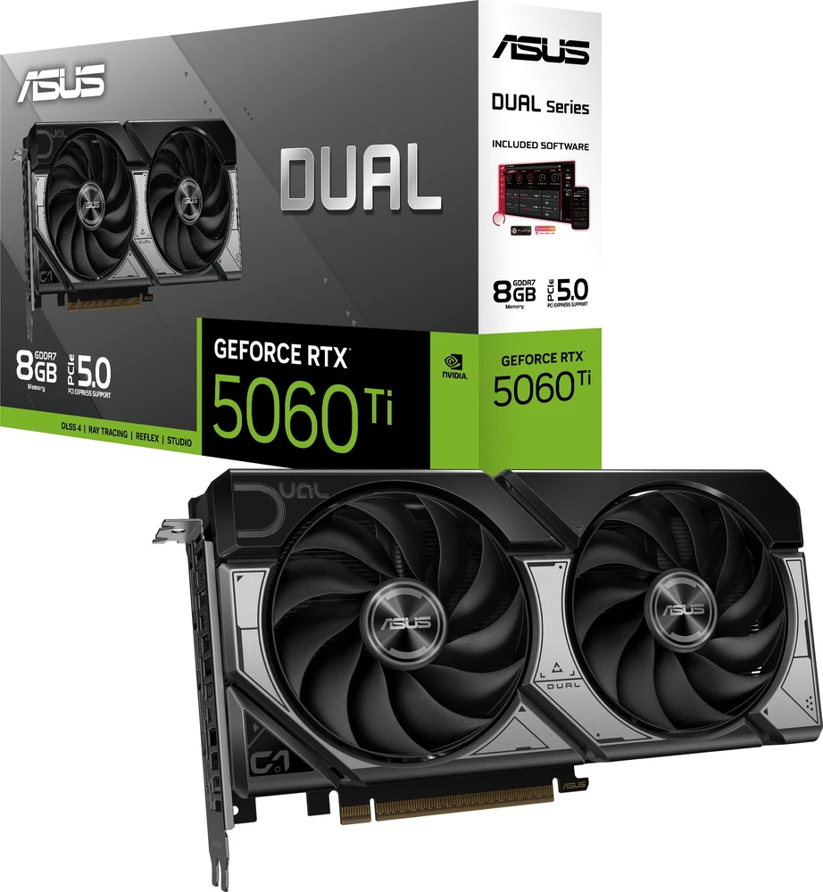ASUS Dual-RTX5060TI-8G NVIDIA GeForce RTX5060Ti 8GB GDDR7 vaizdo plokštė