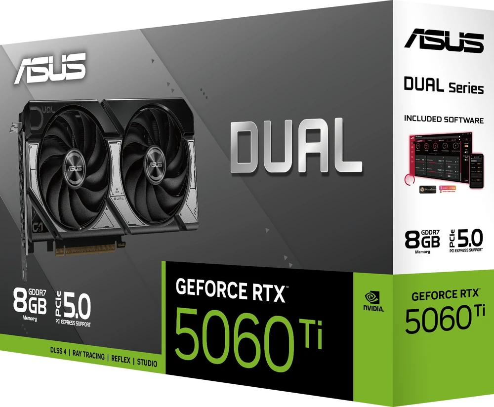 ASUS Dual-RTX5060TI-8G NVIDIA GeForce RTX5060Ti 8GB GDDR7 vaizdo plokštė
