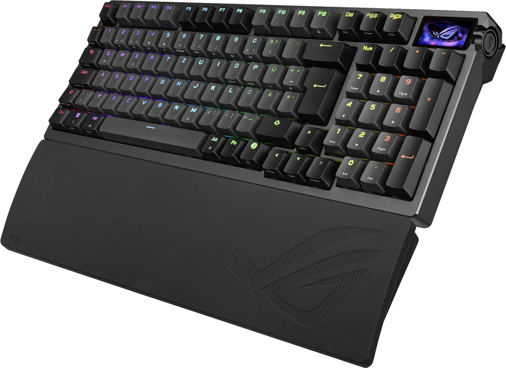 ASUS ROG Azoth 96 HE cablelose Gaming-klaviatūra, 8.000Hz, Ekranas, RGB - ROG HFX V2 Magnet-Switches, ISO, juodas