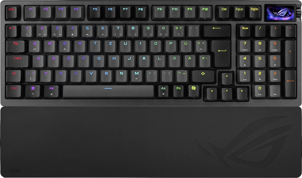 ASUS ROG Azoth 96 HE cablelose Gaming-klaviatūra, 8.000Hz, Ekranas, RGB - ROG HFX V2 Magnet-Switches, ISO, juodas