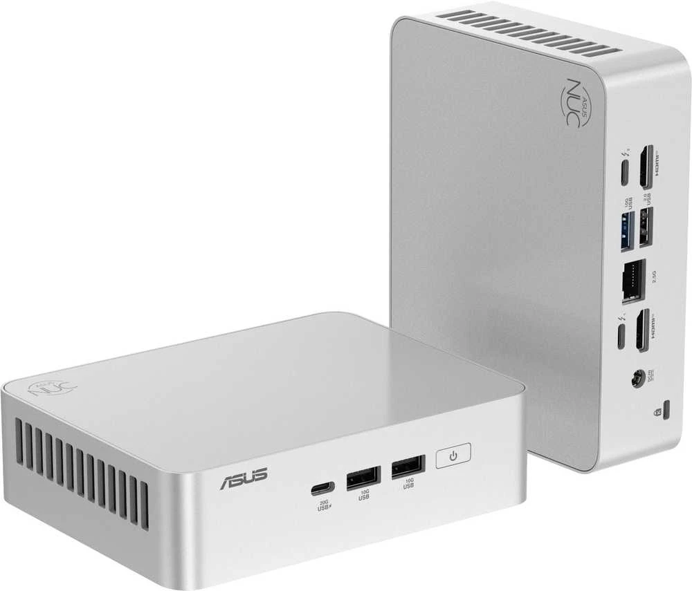 ASUS NUC 15pro+ / RNUC15CRSU500002 / Intel Ultra 5 225H / Intel Arc grafika / nėra atminties / nėra RAM / Intel Wi-Fi 7 BE201 / nėra OS / ES laidas / rinkinys (L6) / EAN: 4711387950234