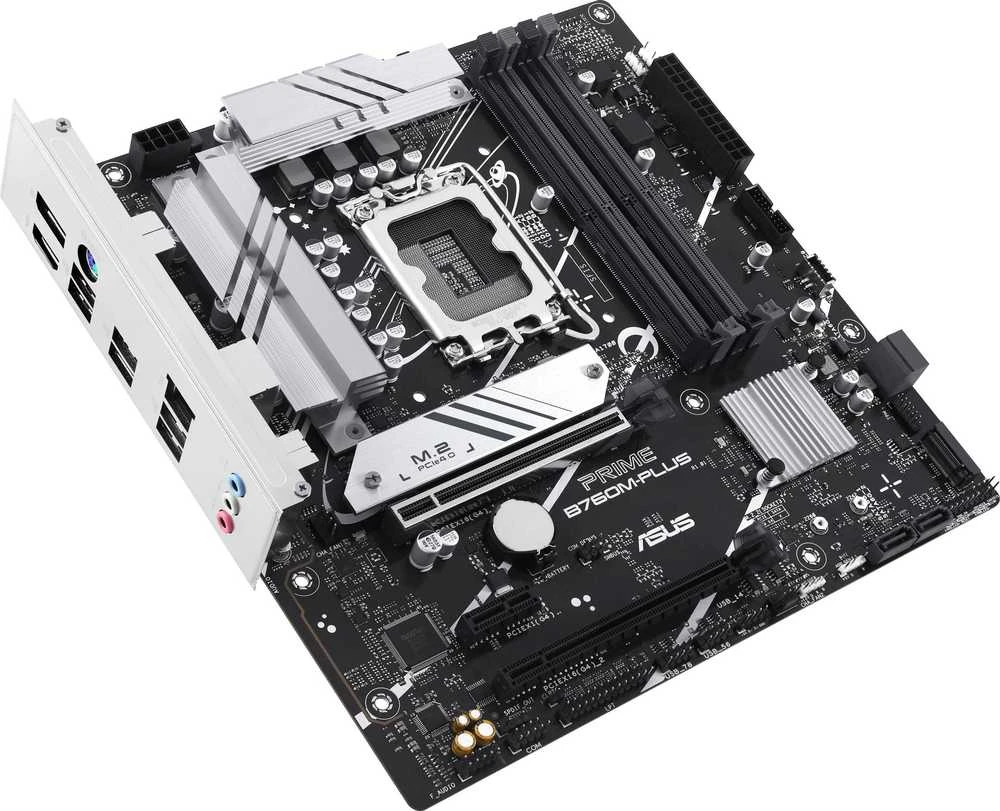 Pagrindinė plokštė ASUS PRIME B760M-PLUS | Asus | Procesorių šeima Intel B760 | Procesoriaus lizdas 1 x LGA1700 lizdas | 4 DIMM lizdai - DDR5, be ECC, on-chip ECC, nebuferiniai | Palaikomos standžiojo disko sąsajos SATA-600 (RAID), 2 x M.2 | SATA jungčių skaičius 4