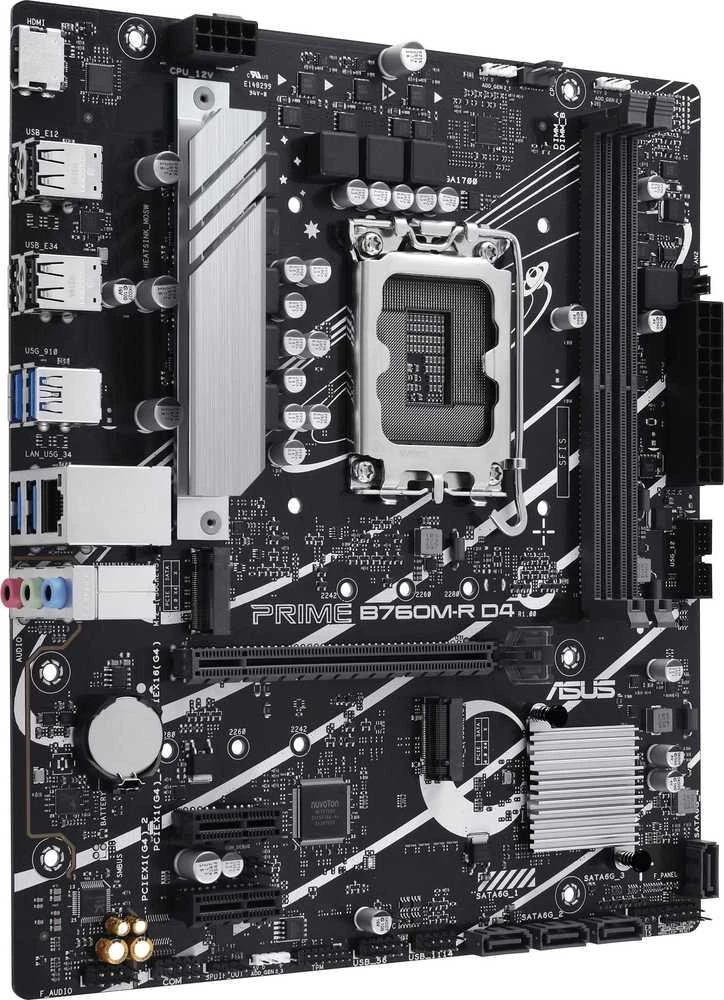 Pagrindinė plokštė Asus PRIME B760M-R D4 | Procesorių šeima Intel | Procesoriaus lizdas LGA1700 | SATA jungčių skaičius 4