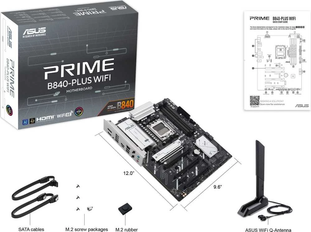 Pagrindinė plokštė ASUS PRIME B840-PLUS WIFI AMD B840 Socket AM5 ATX