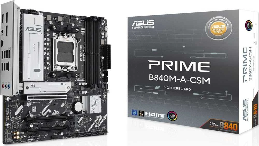 Pagrindinė plokštė ASUS PRIME B840M-A-CSM AMD B840 Lizdas AM5 mikro ATX