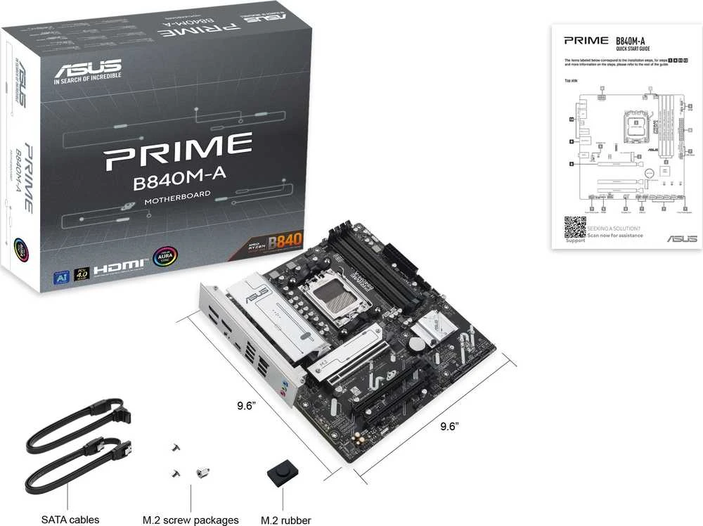 Pagrindinė plokštė ASUS PRIME B840M-A-CSM AMD B840 Lizdas AM5 mikro ATX