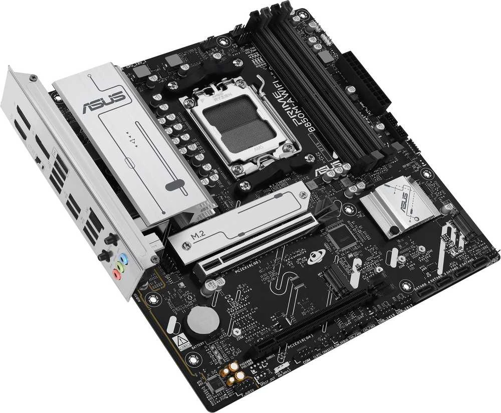 Pagrindinė plokštė Asus PRIME B850M-A WIFI | Procesorių šeima AMD | Procesoriaus lizdas AM5 | DDR5 | Palaikomos kietojo disko sąsajos SATA, M.2 | SATA jungčių skaičius 4
