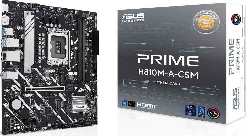 ASUS PRIME H810M-A-CSM Intel H810 LGA 1851 (Socket V1) micro ATX pagrindinė plokštė