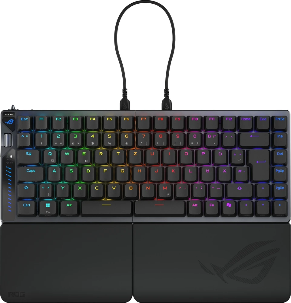 ASUS ROG Falcata žaidimų klaviatūra, 75 % padalinta, ROG HFX V2 magnetiniai jungikliai – UPS