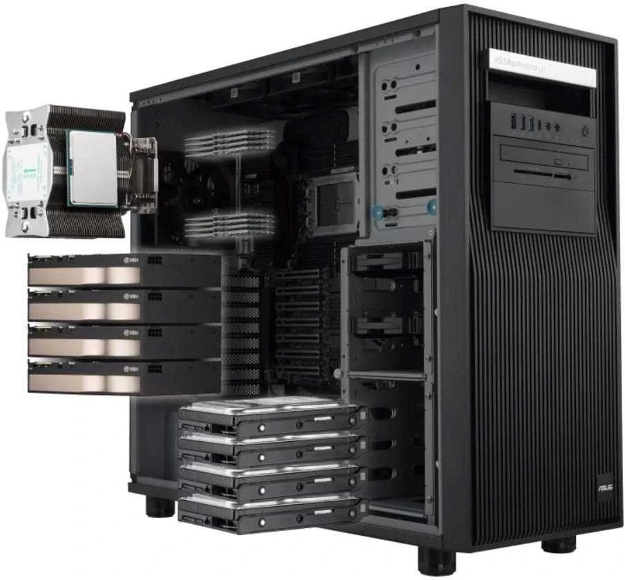 Stacionarus kompiuteris ASUS Workstation ExpertCenter Pro ET900A X9, be procesoriaus, be atminties, be grafikos plokštės, 2000 W, juoda, ES