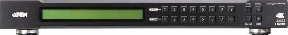 Aten HDMI matricos priekinis skydelis su valdymo mygtukais