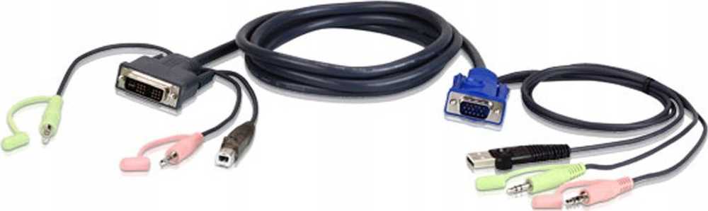 Aten ATEN 2L-7DX2U Kabelis KVM VGA-DVI 1,8 m, juoda, 1,8 m