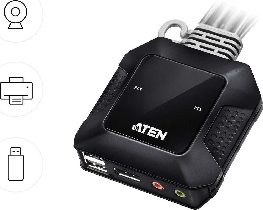Aten ATEN CS52DP 2 prievadų USB-C DisplayPort hibridinio kabelio KVM jungiklis