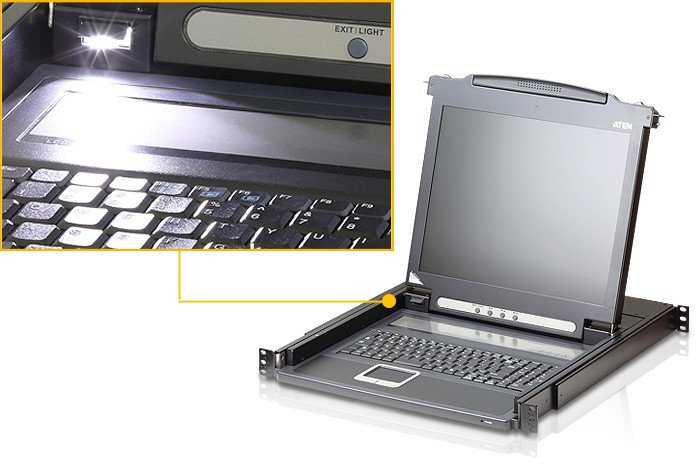 Aten komutatorius ATEN CL1000M-ATA-2XK07SGG KVM komutatoriaus tvirtinimo stove parinktys Juodas