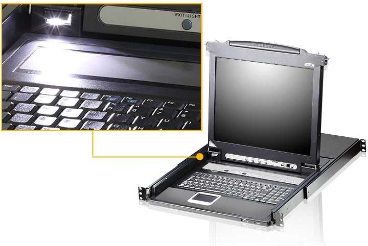 Valiklis Konsolė KVM Aten ATEN CL6700MW IT Single Rail 17,3''-LCD konsolė (USB, HDMI / DVI / VGA) IT-Layout