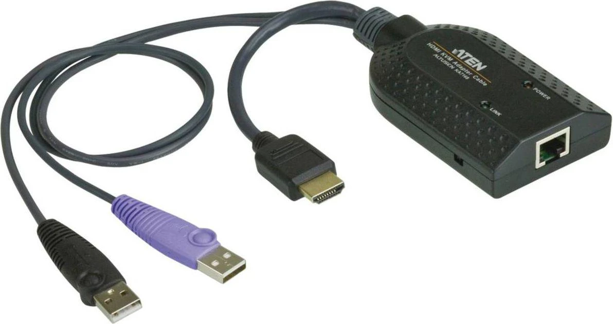 Aten USB HDMI virtualios laikmenos KVM adapteris su intelektualiosios kortelės palaikymu | Aten | 1 x RJ-45 lizdas, 2 x A tipo USB kištukas 1 x HDMI kištukas