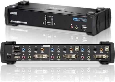 ATEN CS1782A-AT-G ATEN CS1782A 2 prievadų DVI USB 2.0 KVMP jungiklis, 7.1 erdvinis garsas, nVidia 3D
