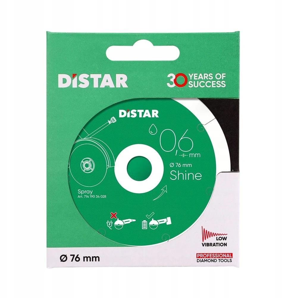 Atlas 0,6mm švaraus pjovimo 76x0,6x6x22,23 Shine, Distar deimantinis diskas plytelėm