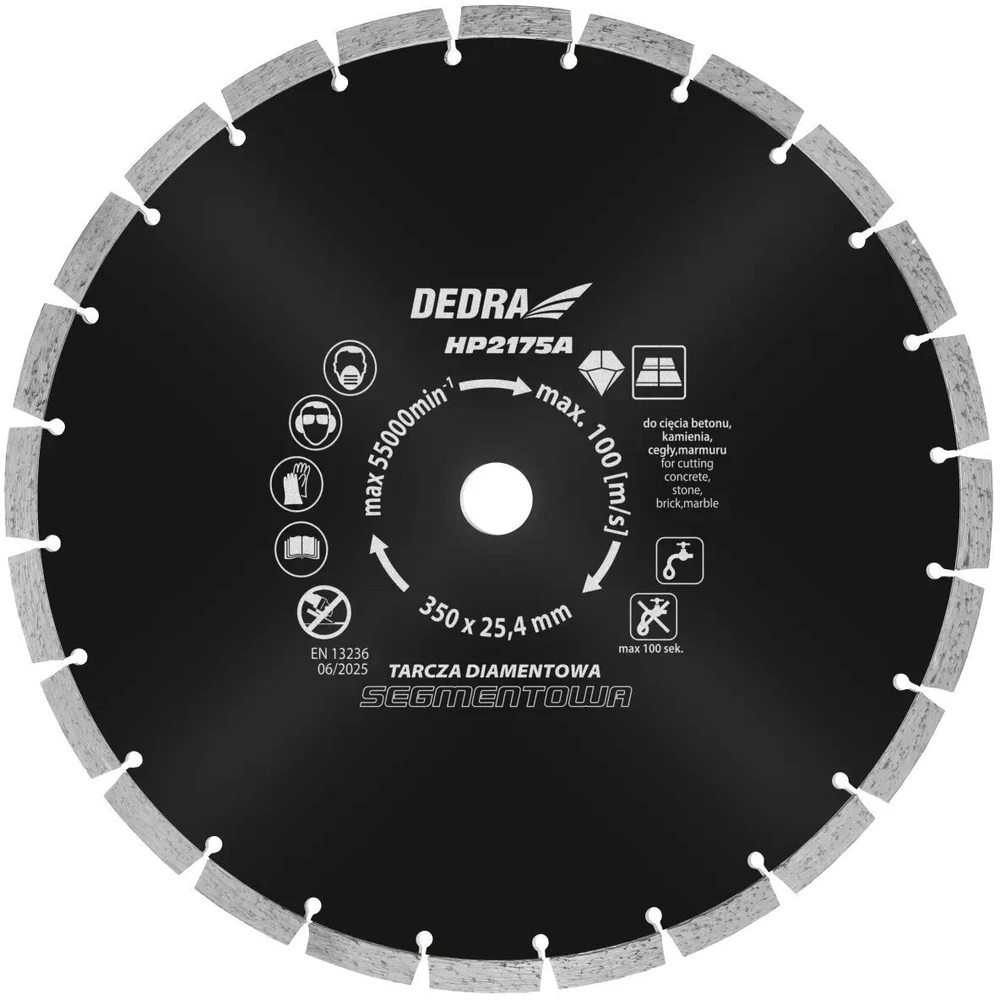Tarcza Deimantinis diskas betonui 100 m/s 350 x 25,4 mm