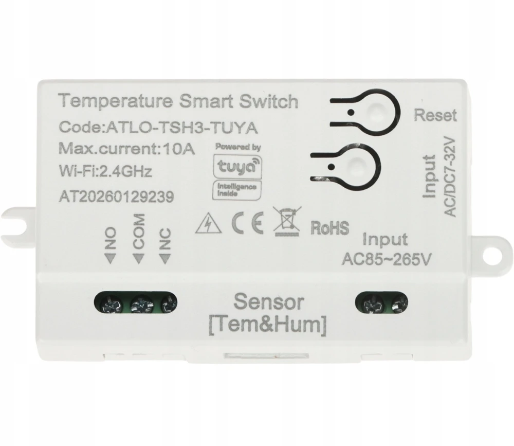 Opti Išmanusis perjungiklis su temperatūros ir drėgmės matavimu ATLO-TSH3-TUYA Wi-Fi, Tuya Smart ATLO