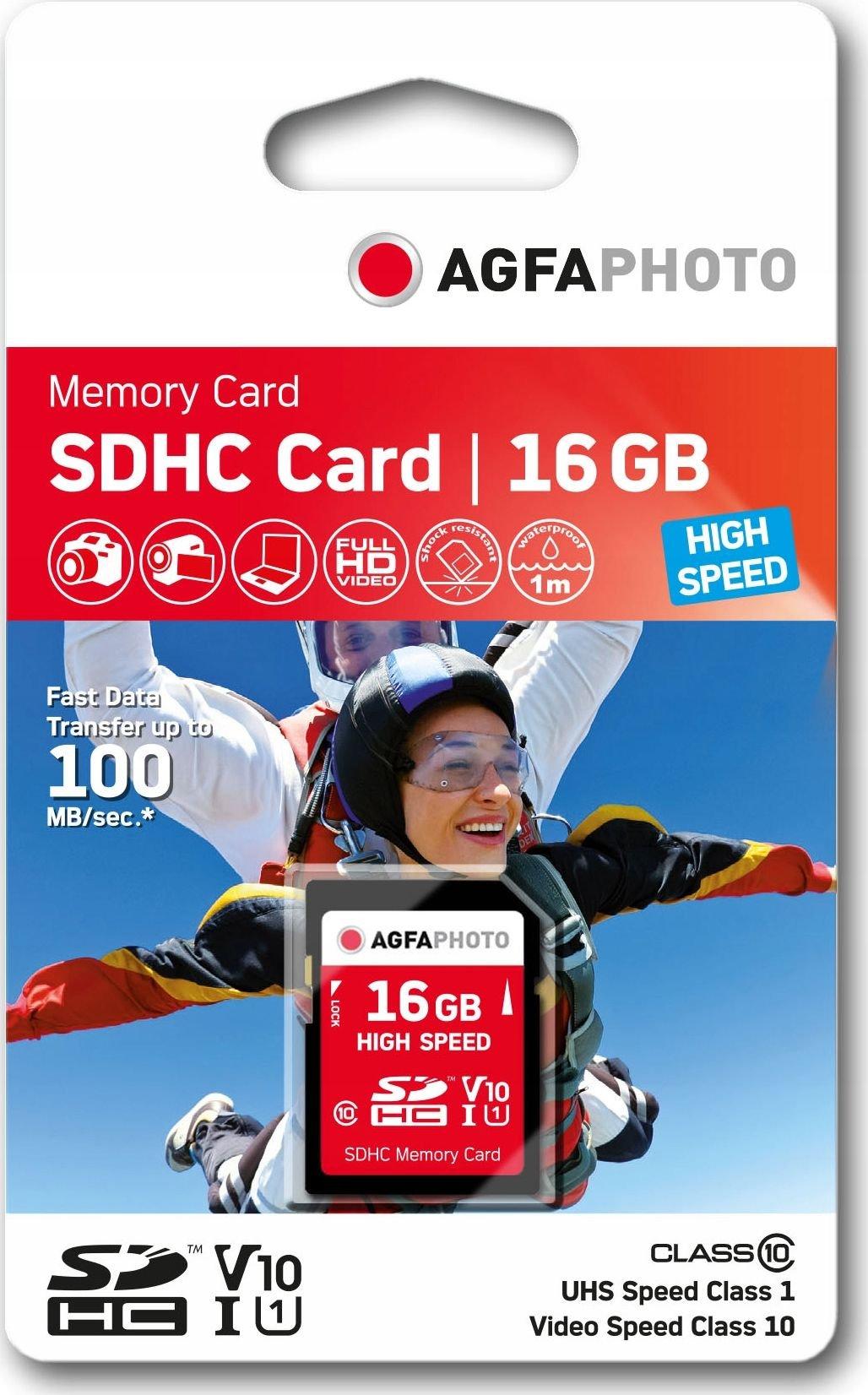 Atminties kortelė „AgfaPhoto“ SDHC kortelė 16 GB didelės spartos, 10 klasės UHS I