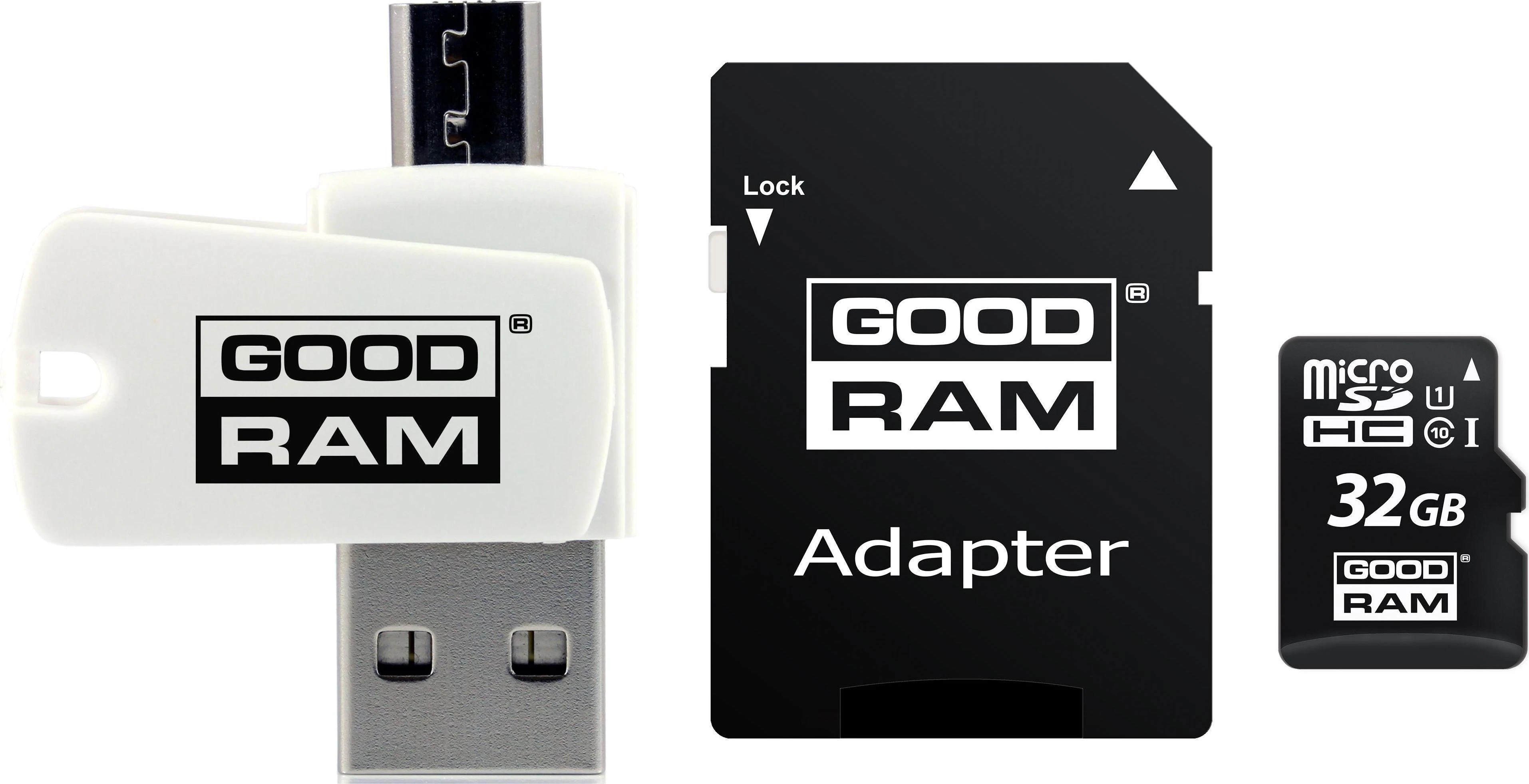 Oem 32GB 100 MB/s Micro SD atminties kortelė Goodram M1A4 - OTG adapteris