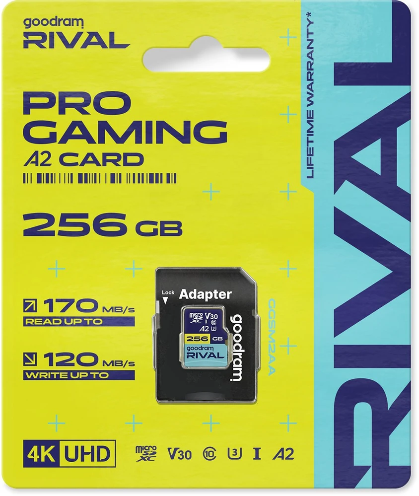 GOODRAM RIVAL M2AA 256 GB Micro SDXC V30 A2 UHS-I U3 + adapteris (GGSM2AA-2560R12)