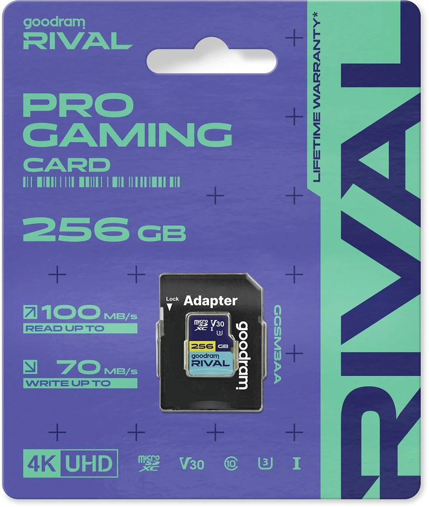 GOODRAM RIVAL M3AA 256 GB Micro SDXC V30 UHS-I U3 + adapteris (GGSM3AA-2560R12)