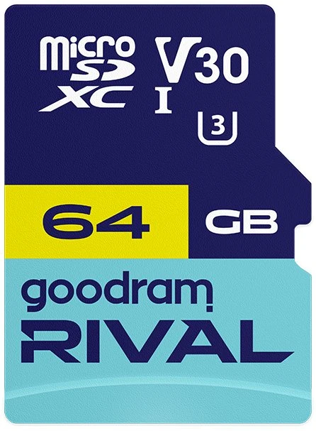 Atminties kortelė GOODRAM RIVAL M3AA 64 GB Micro SDXC V30 UHS-I U3 + adapteris (GGSM3AA-0640R12)