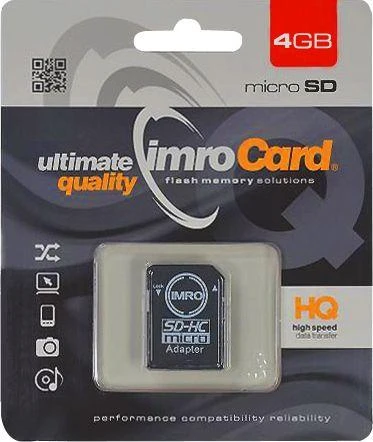 Imro atminties kortelė 4GB Micro SDHC cl. 10 + adapteris
