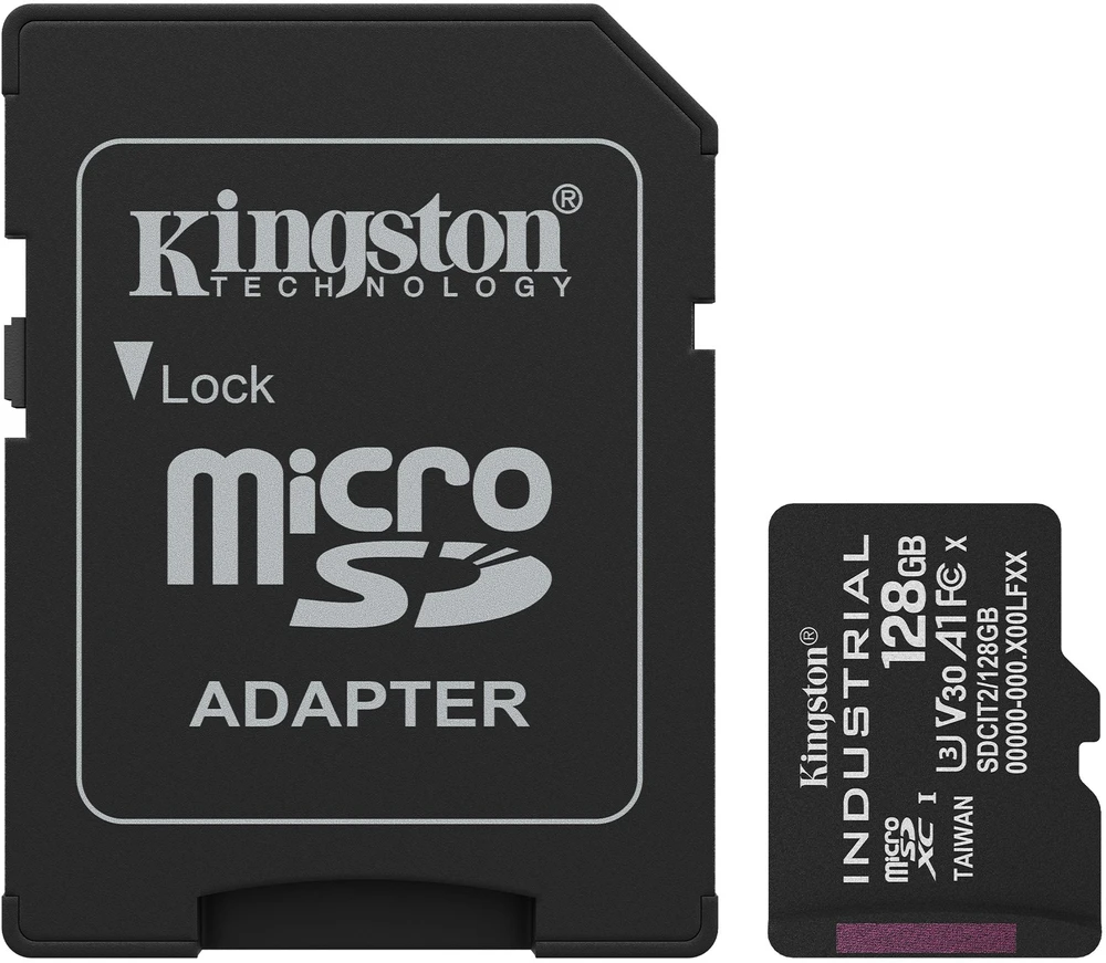 „Kingston Industrial Micro SDHC 128GB“ 10 klasės A1 pSLC + SD adapteris